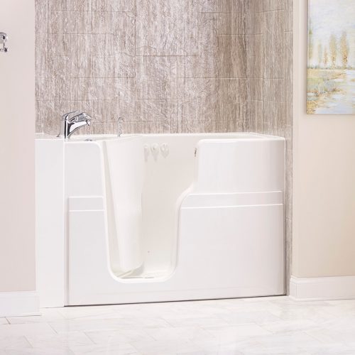 Sleek bathroom for seniors designed with safety in mind